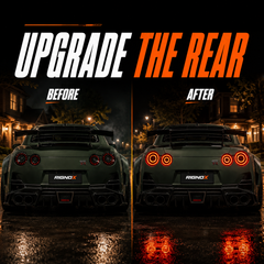 2008-2024 Nissan GT-R R35 Sequential LED Tail Lights NISMO Style — before and after rear upgrade — T-GTR-SW
