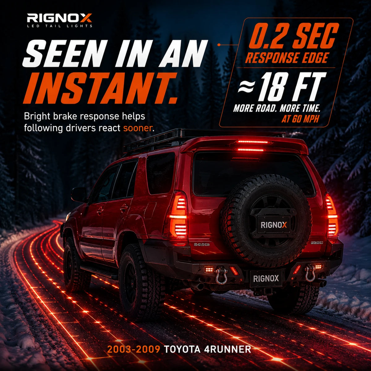 2003-2009 Toyota 4Runner Sequential LED Tail Lights — brake light response — T-4RN03-H-SW