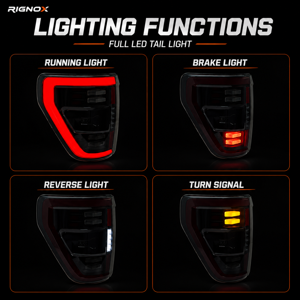 2021-2023 Ford F-150 LED Tail Lights — lighting functions — T-F150-21-XL