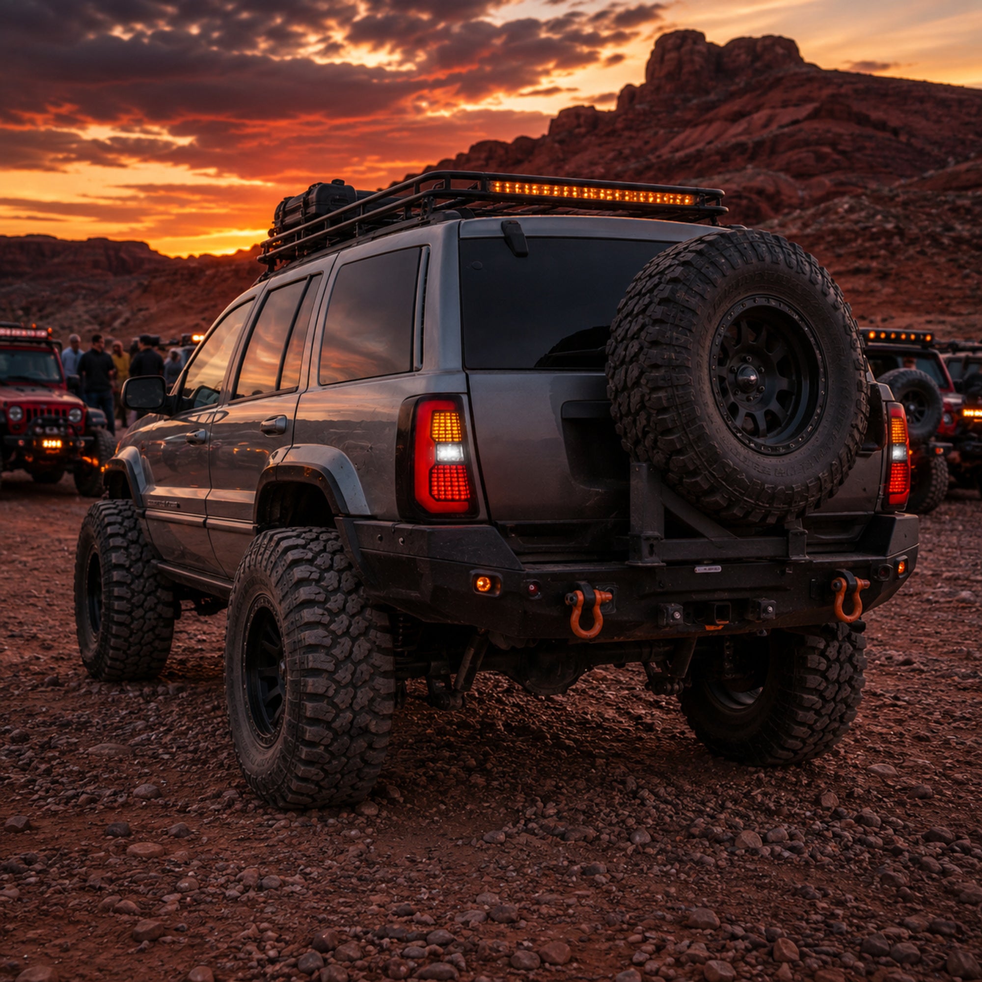 1999-2004 Jeep Grand Cherokee Sequential LED Tail Lights — ledmatrix smoked dusk off road club
