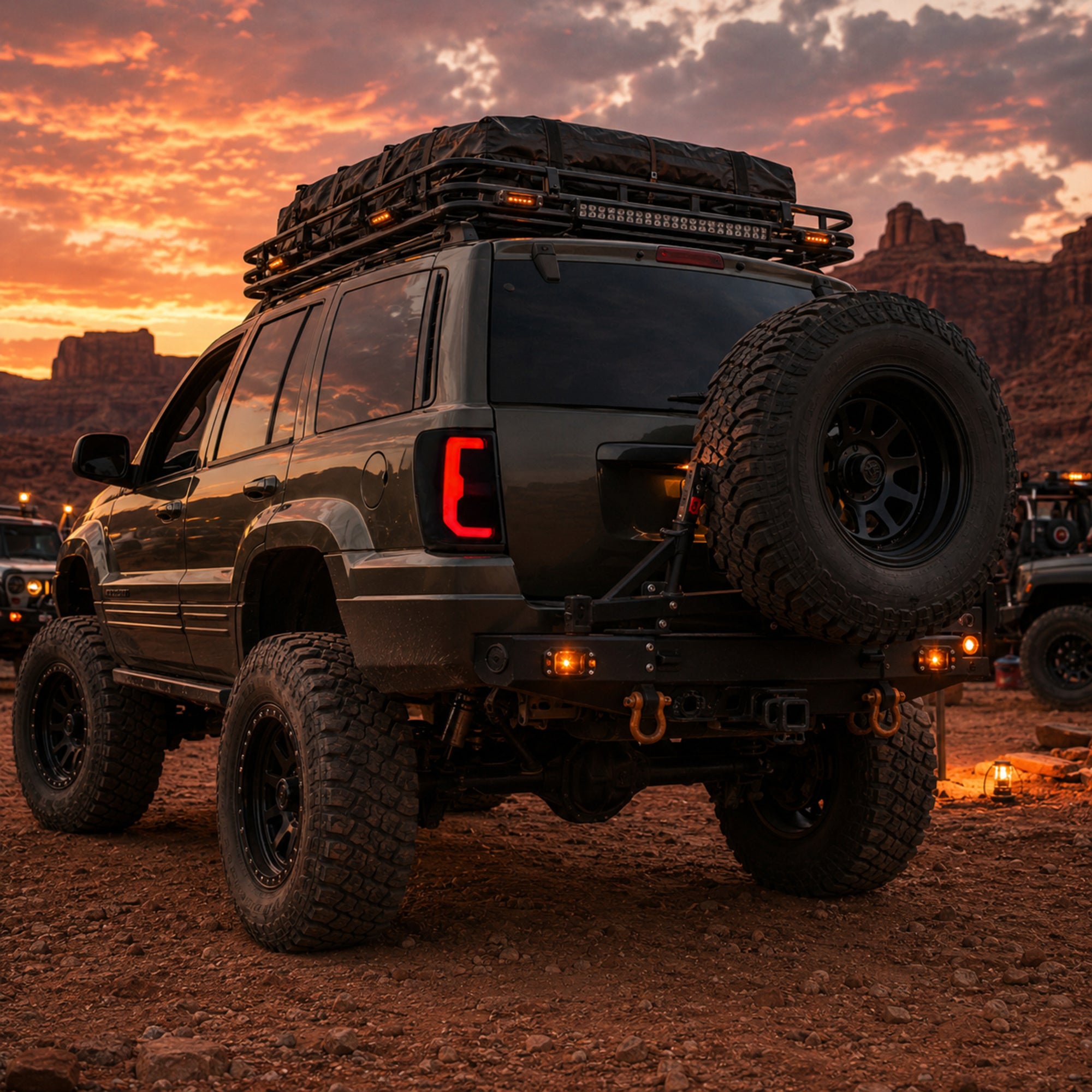 1999-2004 Jeep Grand Cherokee Sequential LED Tail Lights — smoked c bar off road club