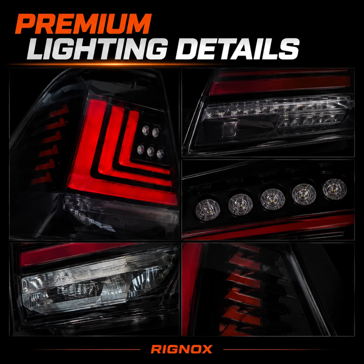 2001-2003 Lexus LS430 Sequential LED Tail Lights — detail view — T-LS01-SR