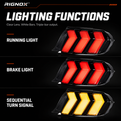 2015-2023 Ford Mustang S550 Sequential LED Tail Lights — product view 34 - T-MUS15-CW
