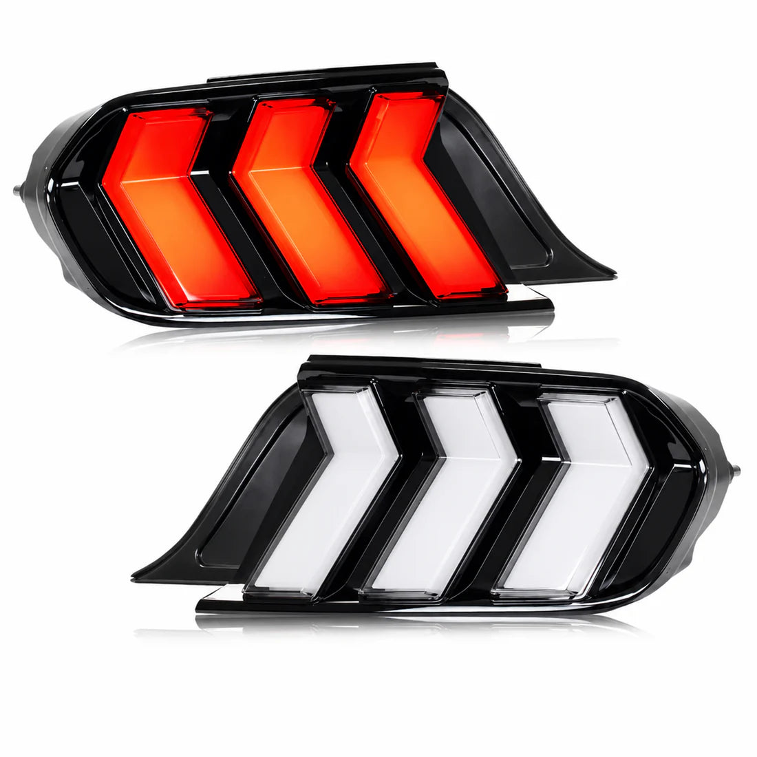 2015-2023 Ford Mustang S550 Euro Tri-Bar Sequential LED Tail Lights — main product view — T-MUS15-CW