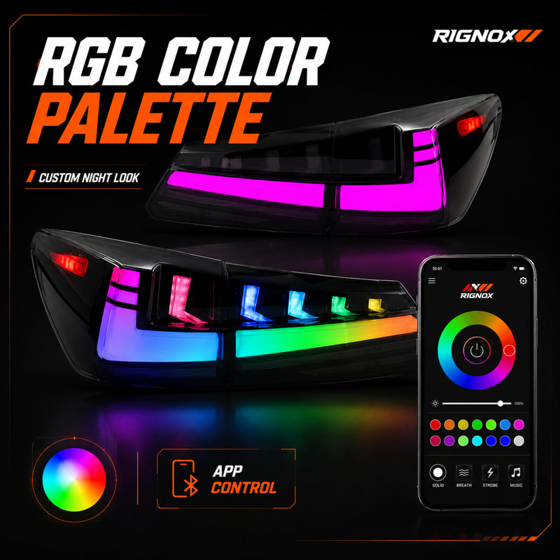 2006-2013 Lexus IS250 / IS350 / IS F Sequential LED Tail Lights — RGB app control - T-IS06-SRGB