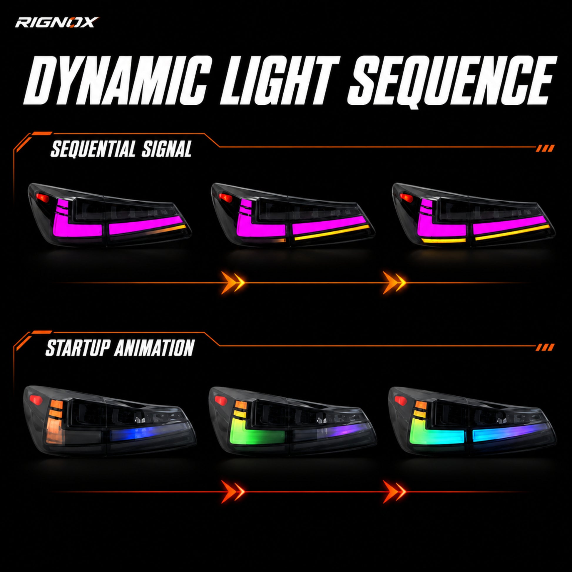 2006-2013 Lexus IS250 / IS350 / IS F Sequential LED Tail Lights — RGB sequential signal - T-IS06-SRGB