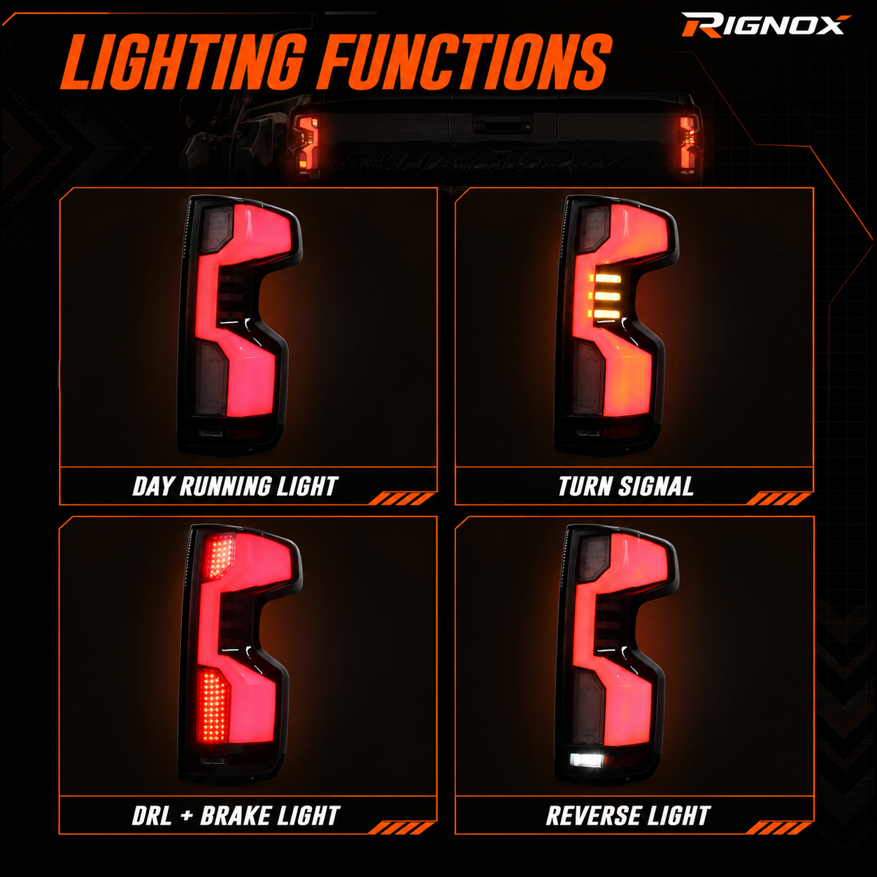 2019-2023 Chevrolet Silverado 1500 Sequential LED Tail Lights — smoked function - T-SILV19-CW