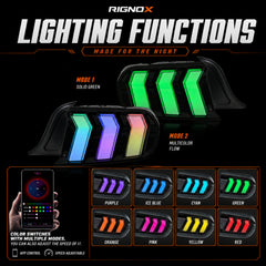 2015-2023 Ford Mustang S550 Sequential LED Tail Lights — smoked lighting functions - T-MUS15-CRGB