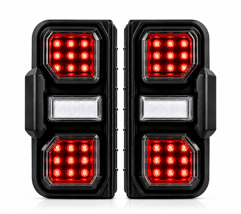 2021-2024 Ford Bronco Sequential LED Tail Lights — 17 lit white background