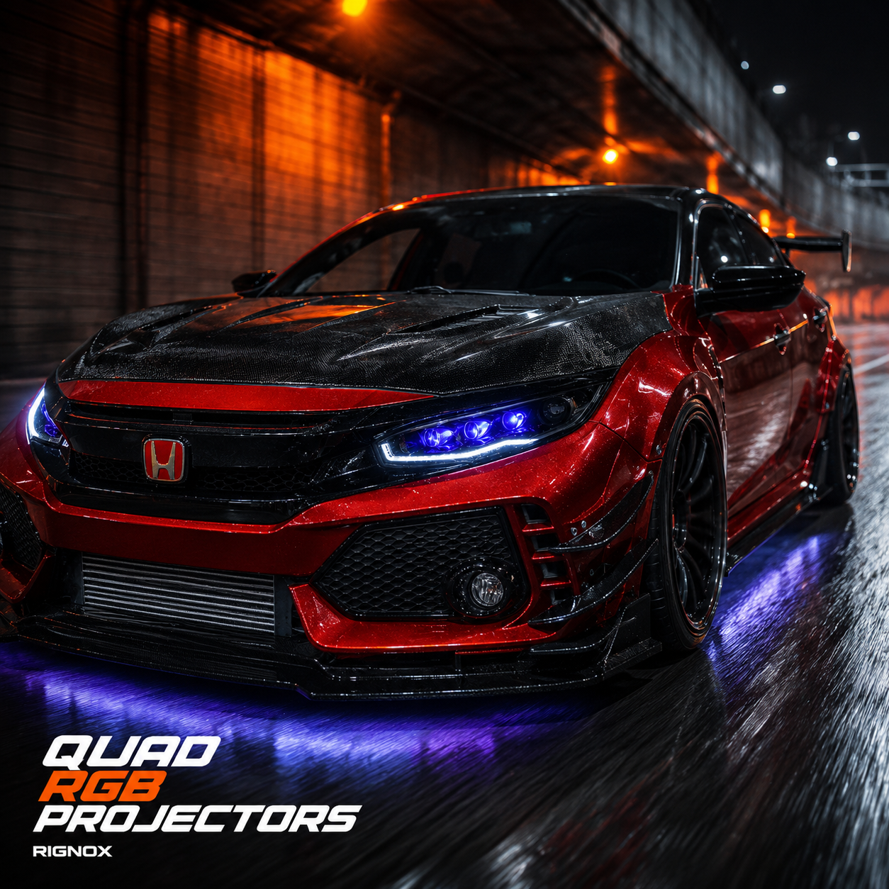 2016-2021 Honda Civic 10th Gen LED Projector Headlights — product view 33 - H-CIV10-RGB