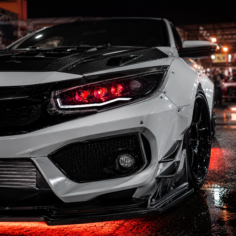 2016-2021 Honda Civic 10th Gen LED Projector Headlights — product view 30 - H-CIV10-RGB