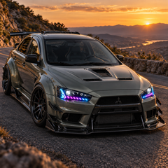 2008-2017 Mitsubishi Lancer / EVO X LED Projector Headlights — RGB sunset — H-EVO-CRGB