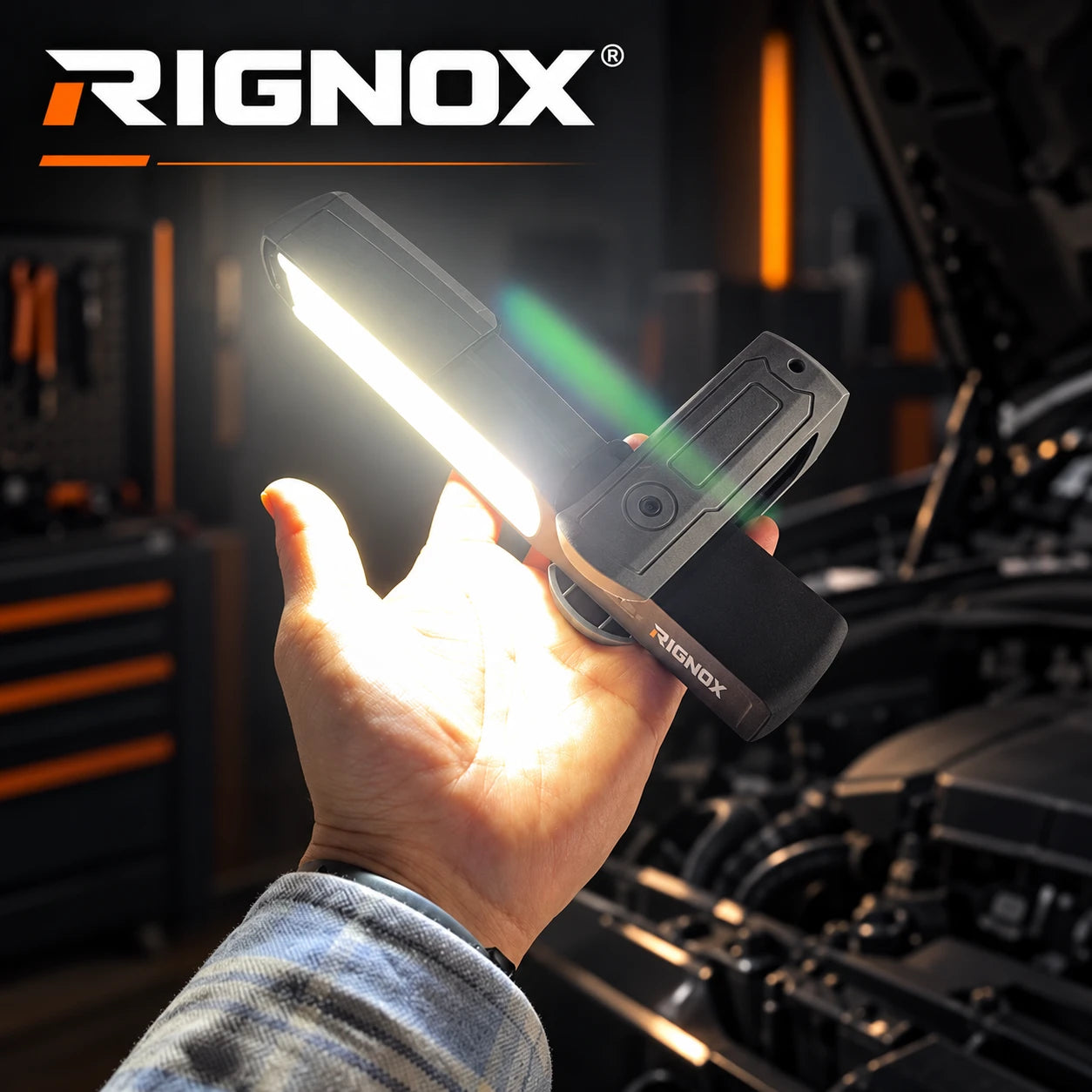 RIGNOX G09 PRO Rechargeable LED + COB Work Light — bright COB illumination effect — GZD-G09