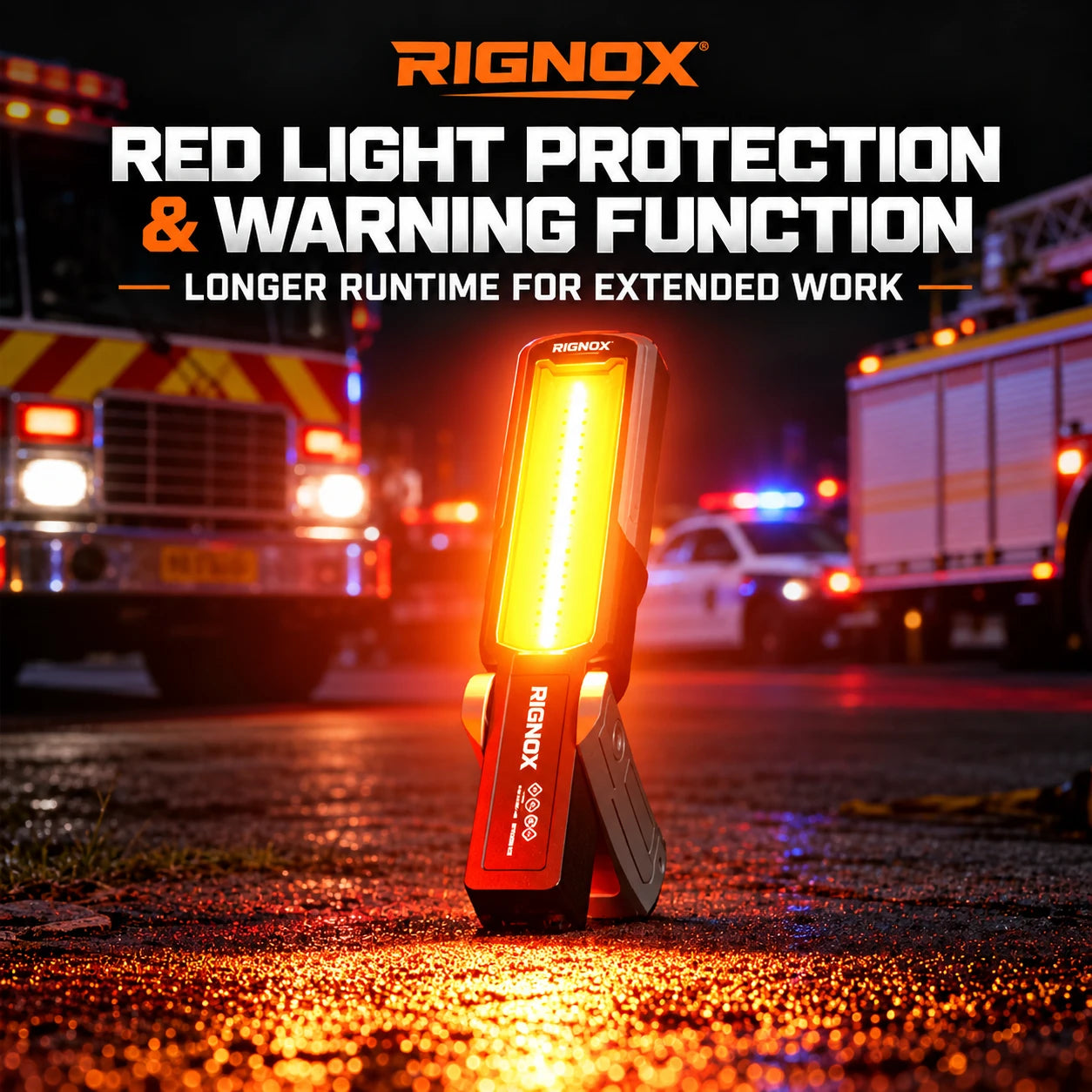 RIGNOX G09 PRO Rechargeable LED + COB Work Light — red warning light function — GZD-G09