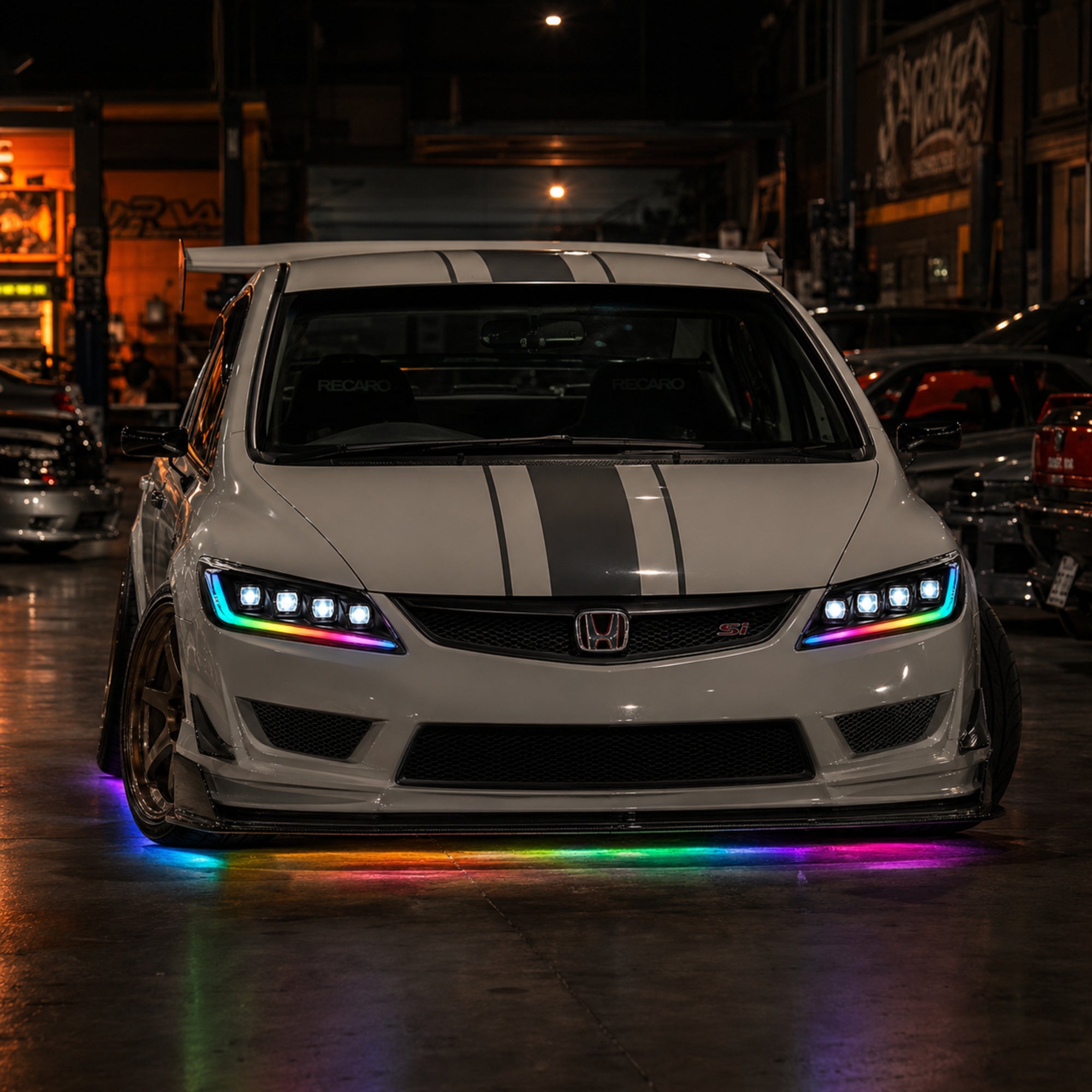 2006-2011 Honda Civic 8th Gen Sedan LED Multi Projector Headlights — product view 26 - H-CIV8-4P-RGB