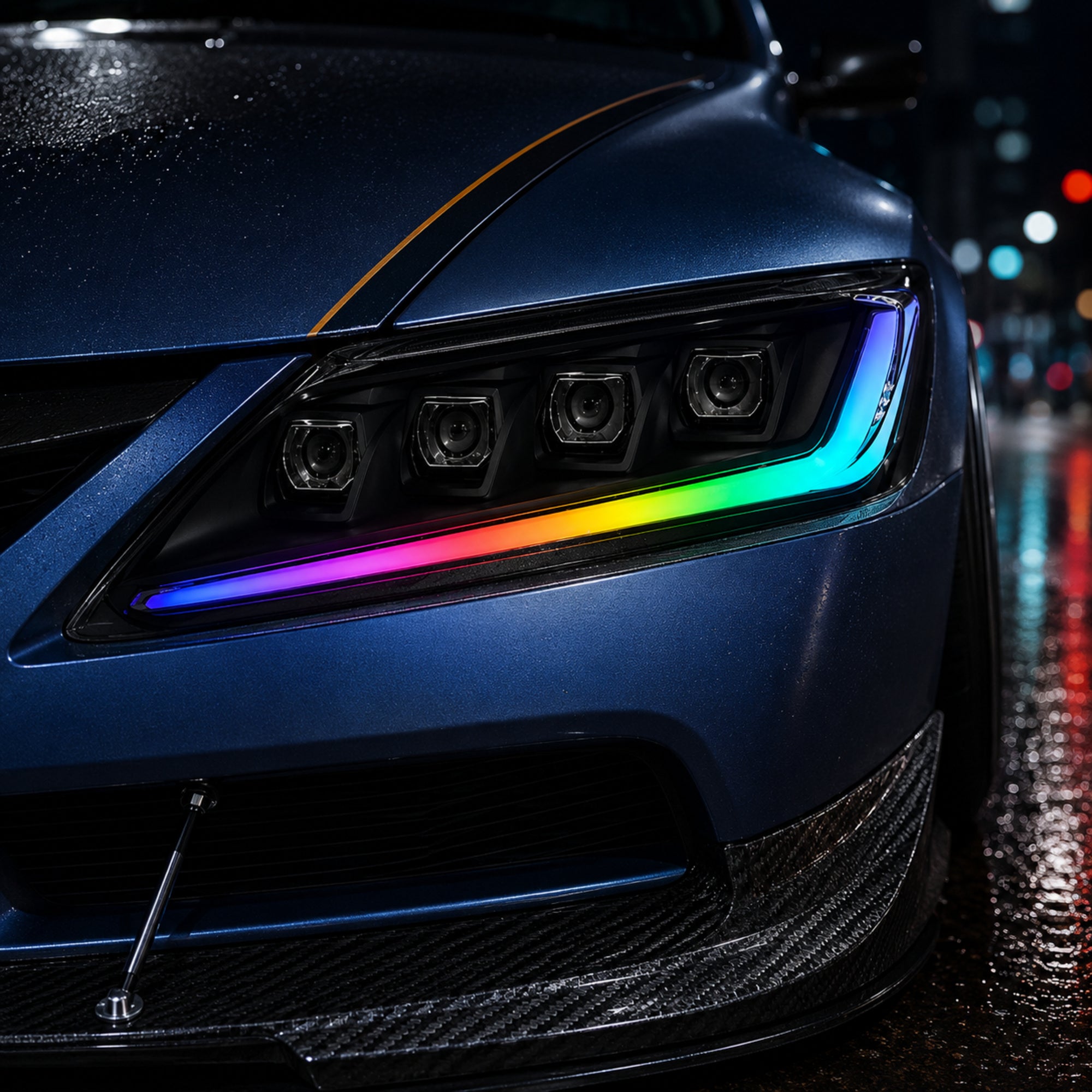 2006-2011 Honda Civic 8th Gen Sedan LED Multi Projector Headlights — product view 28 - H-CIV8-4P-RGB