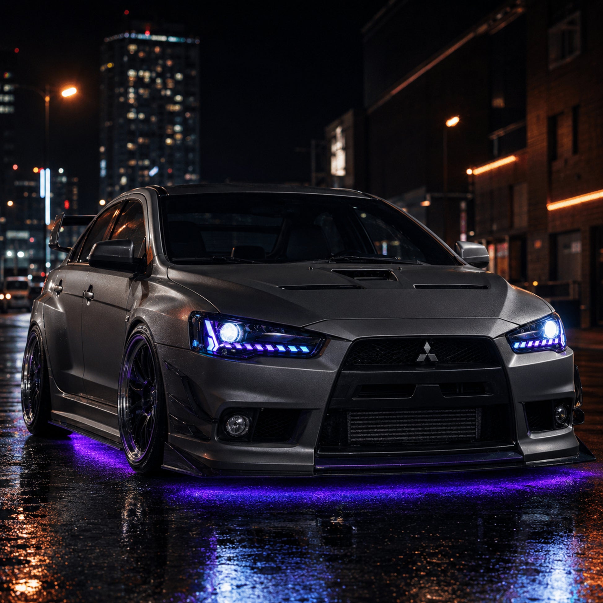 2008-2018 Mitsubishi Lancer / EVO X LED Projector Headlights — product view 20 - H-EVO-CRGB