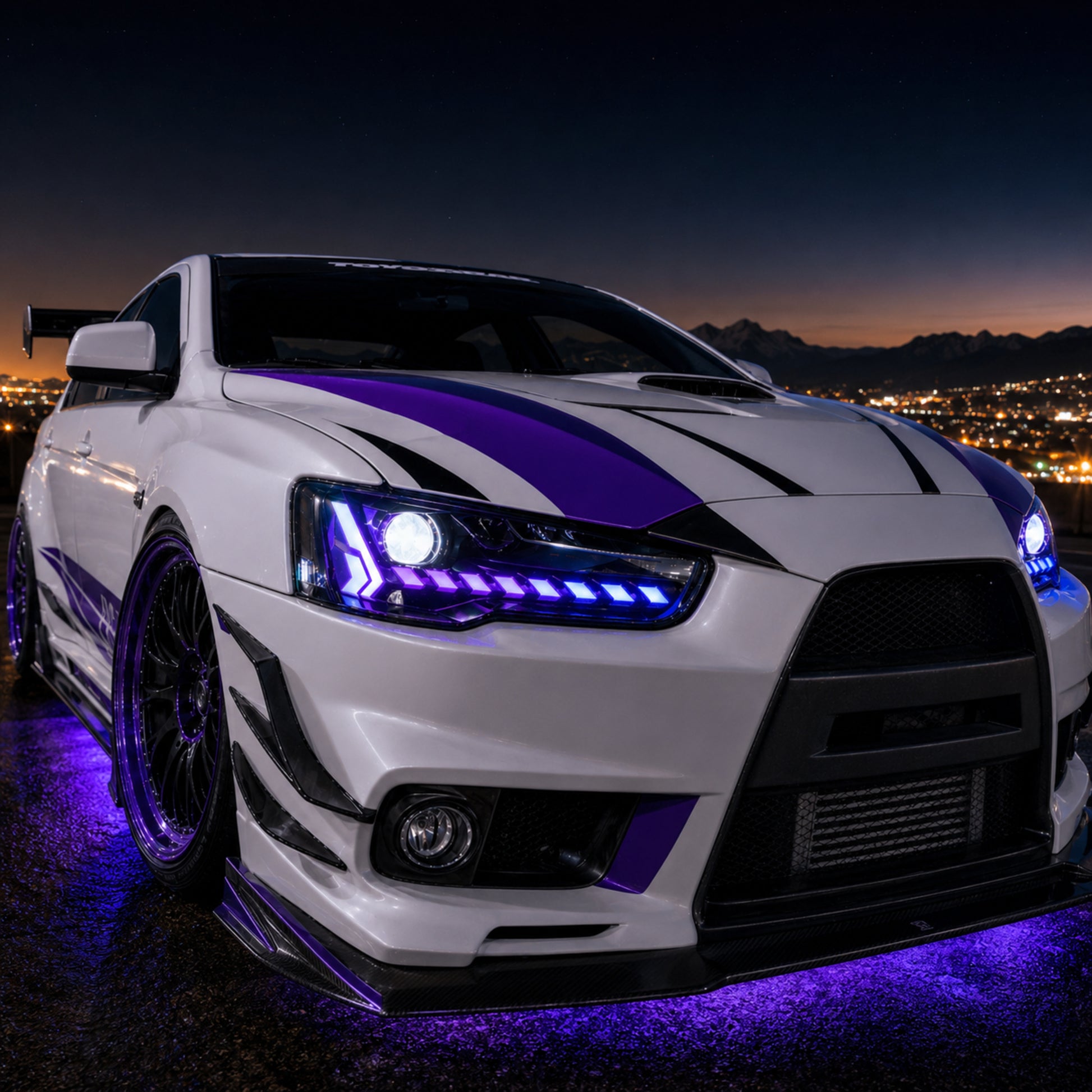 2008-2018 Mitsubishi Lancer / EVO X LED Projector Headlights — product view 21 - H-EVO-CRGB