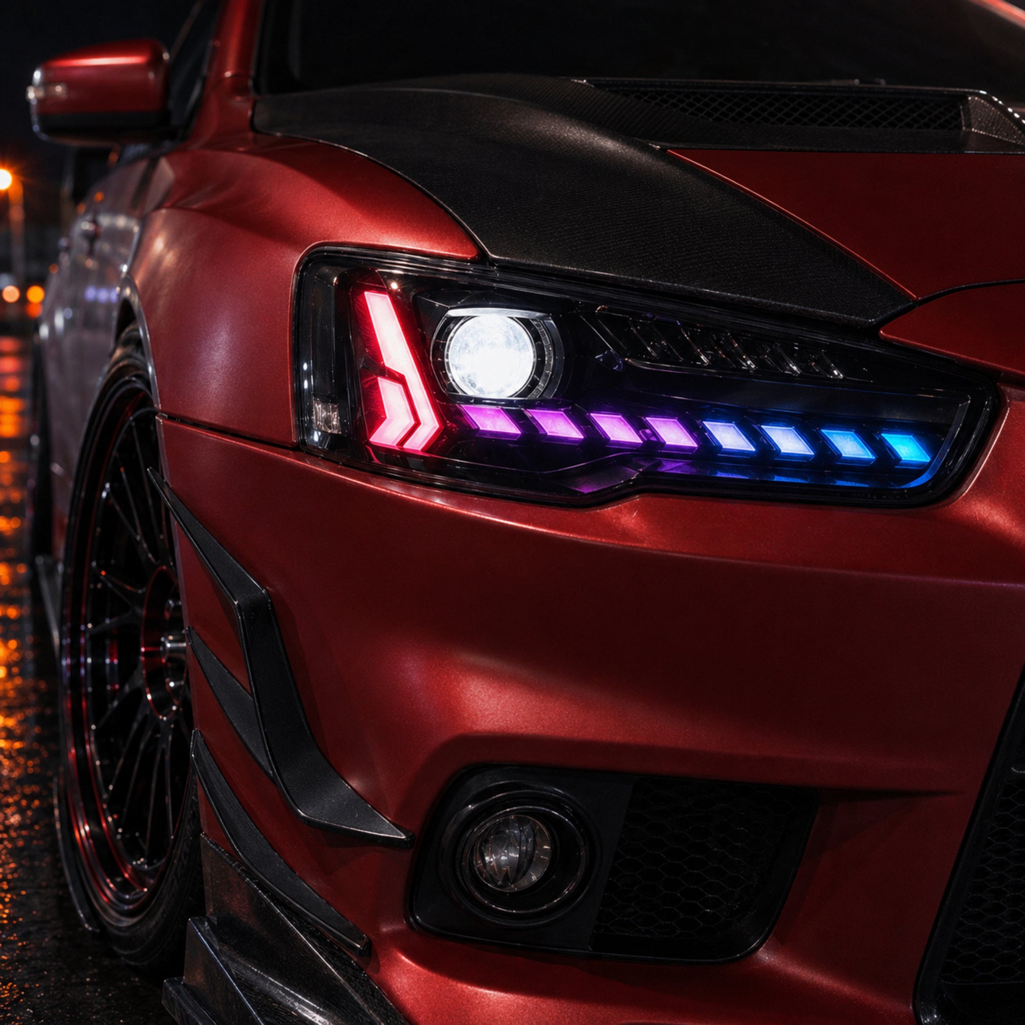2008-2018 Mitsubishi Lancer / EVO X LED Projector Headlights — product view 22 - H-EVO-CRGB