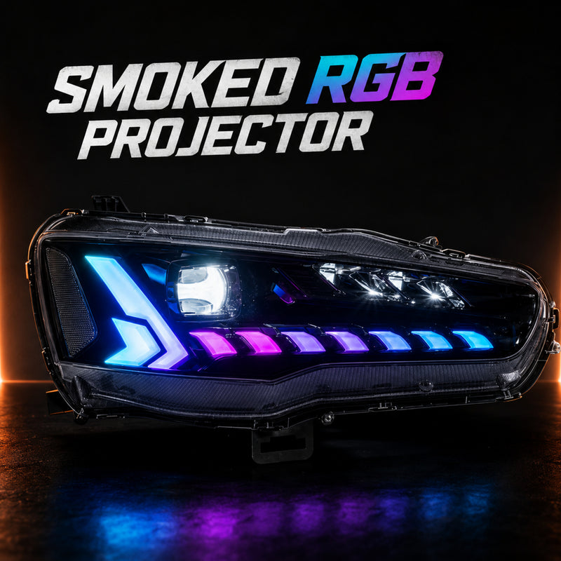 2008-2018 Mitsubishi Lancer / EVO X LED Projector Headlights — product view 29 - H-EVO-CRGB