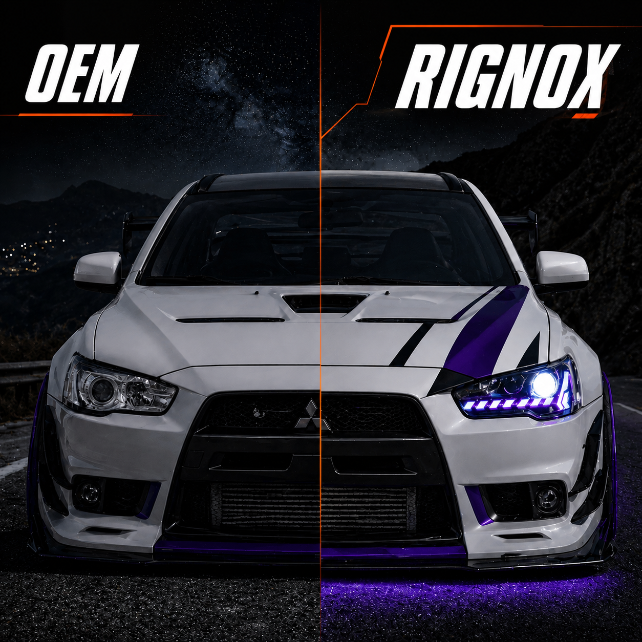 2008-2018 Mitsubishi Lancer / EVO X LED Projector Headlights — product view 16 - H-EVO-CRGB