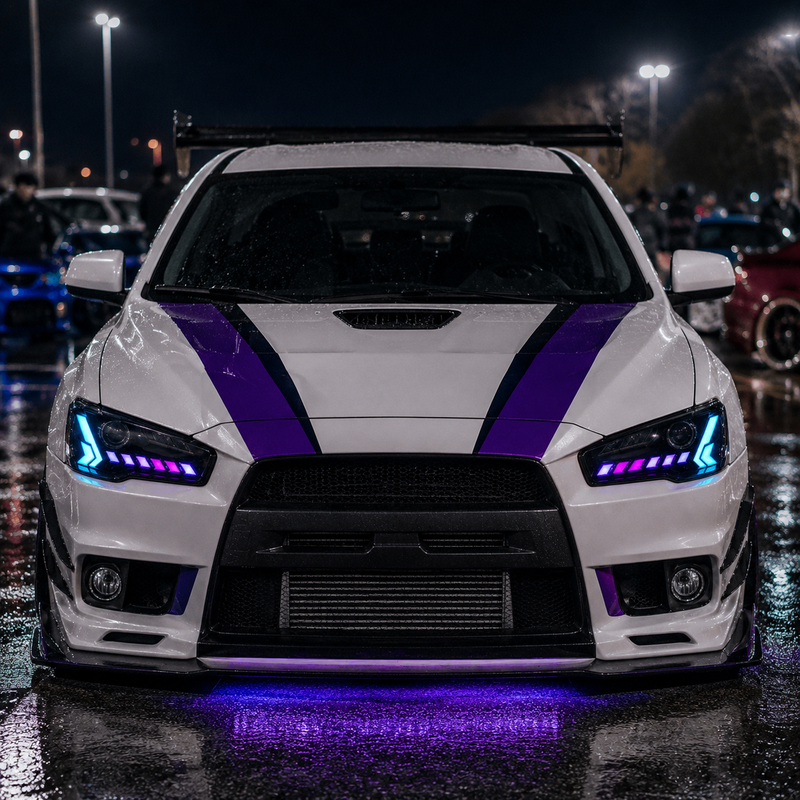 2008-2018 Mitsubishi Lancer / EVO X LED Projector Headlights — product view 19 - H-EVO-CRGB