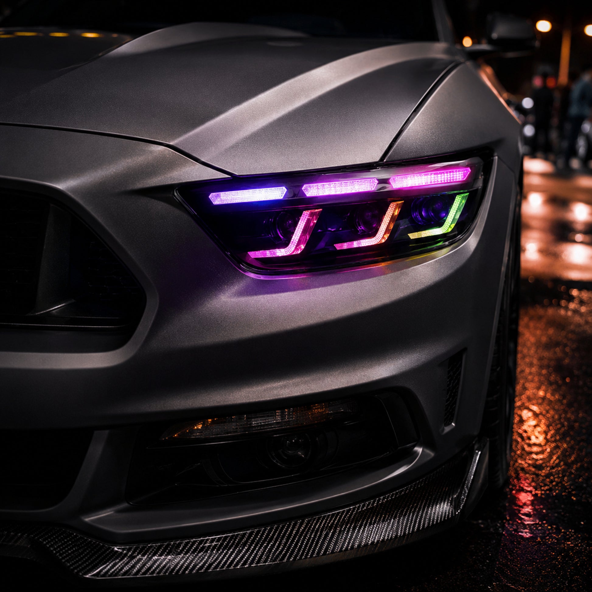 2015-2017 Ford Mustang S550 Pre-Facelift LED Triple Projector Headlights — product view 18 - H-MUS15-RGB