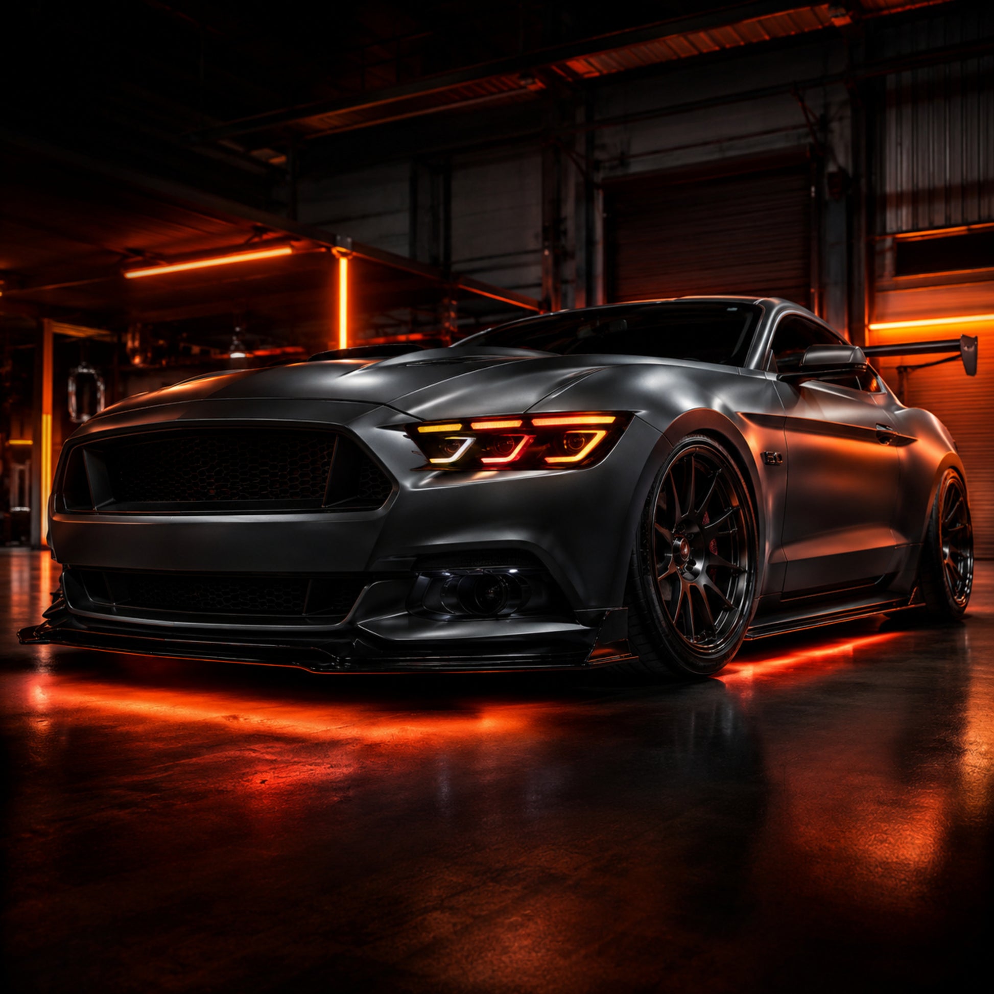 2015-2017 Ford Mustang S550 Pre-Facelift LED Triple Projector Headlights — product view 21 - H-MUS15-RGB