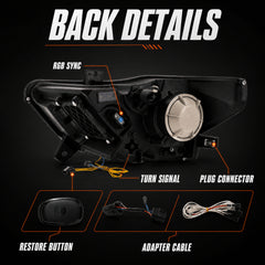 2015-2017 Ford Mustang S550 Pre-Facelift LED Triple Projector Headlights — product view 29 - H-MUS15-RGB