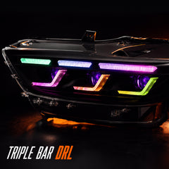 2015-2017 Ford Mustang S550 Pre-Facelift LED Triple Projector Headlights — product view 31 - H-MUS15-RGB