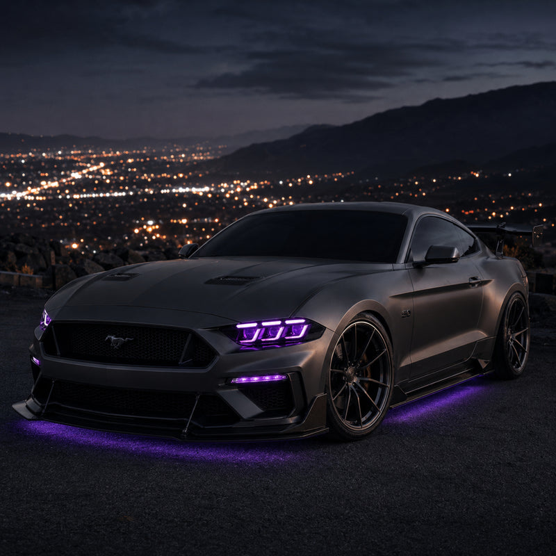 2018-2023 Ford Mustang S550 Facelift LED Triple Projector Headlights — product view 19 - H-MUS18-CRGB
