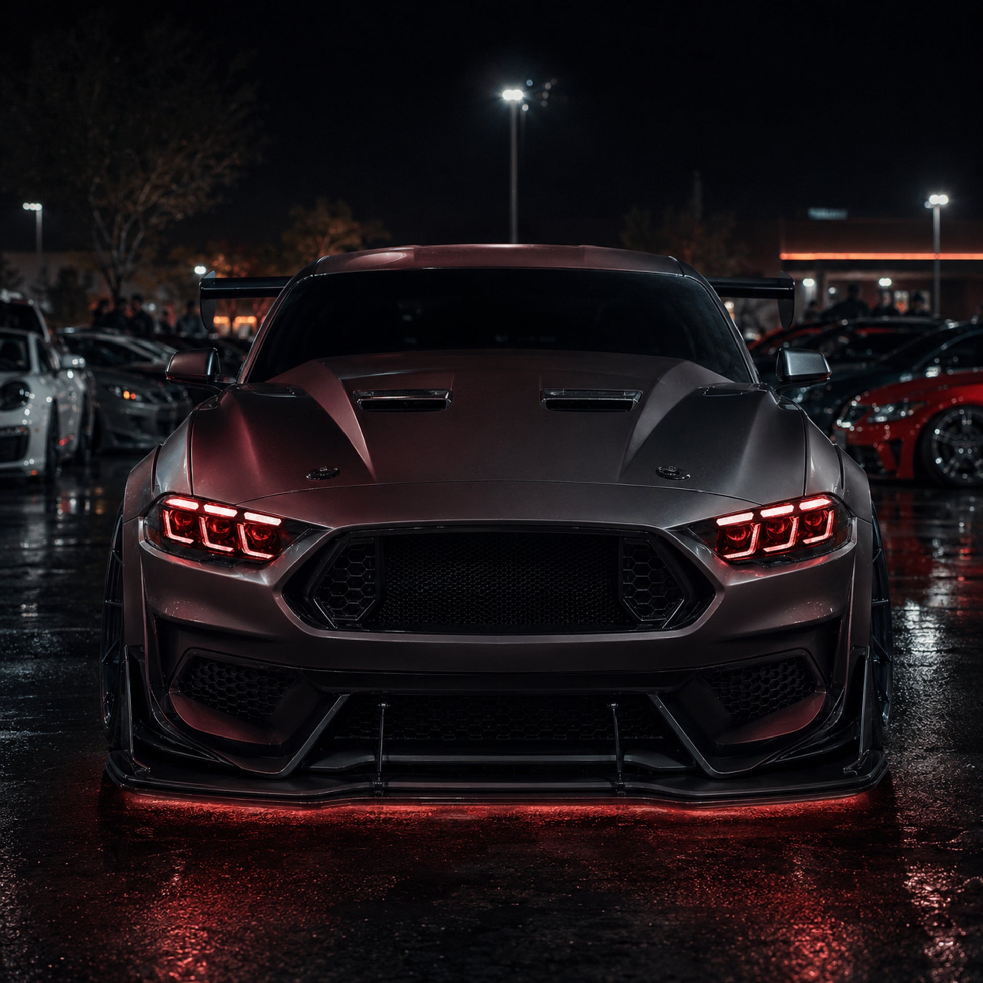 2018-2023 Ford Mustang S550 Facelift LED Triple Projector Headlights — product view 21 - H-MUS18-CRGB