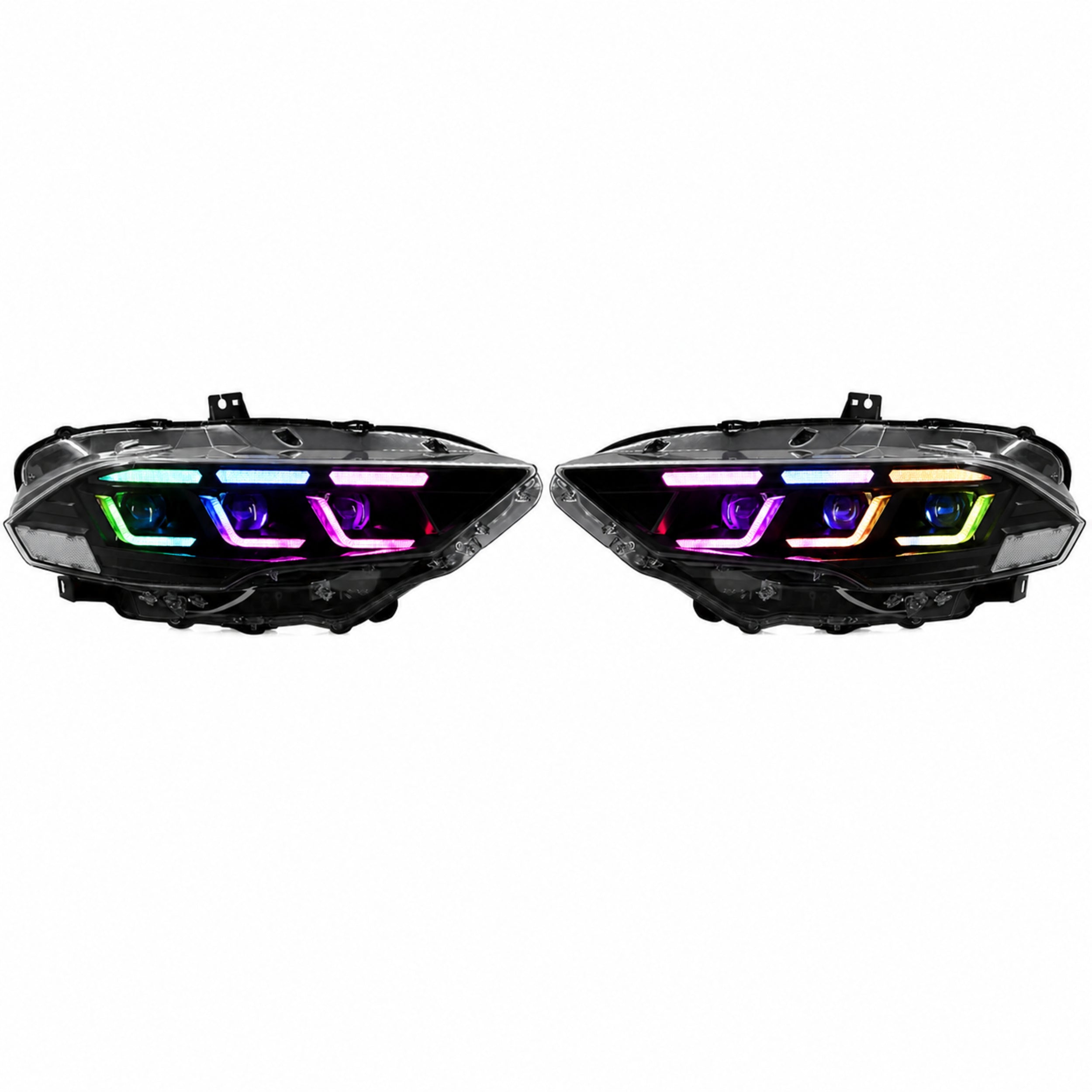 2018-2023 Ford Mustang S550 Facelift LED Triple Projector Headlights — product view 17 - H-MUS18-CRGB
