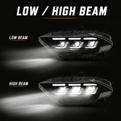 2018-2023 Ford Mustang S550 Facelift LED Triple Projector Headlights — product view 29 - H-MUS18-CRGB