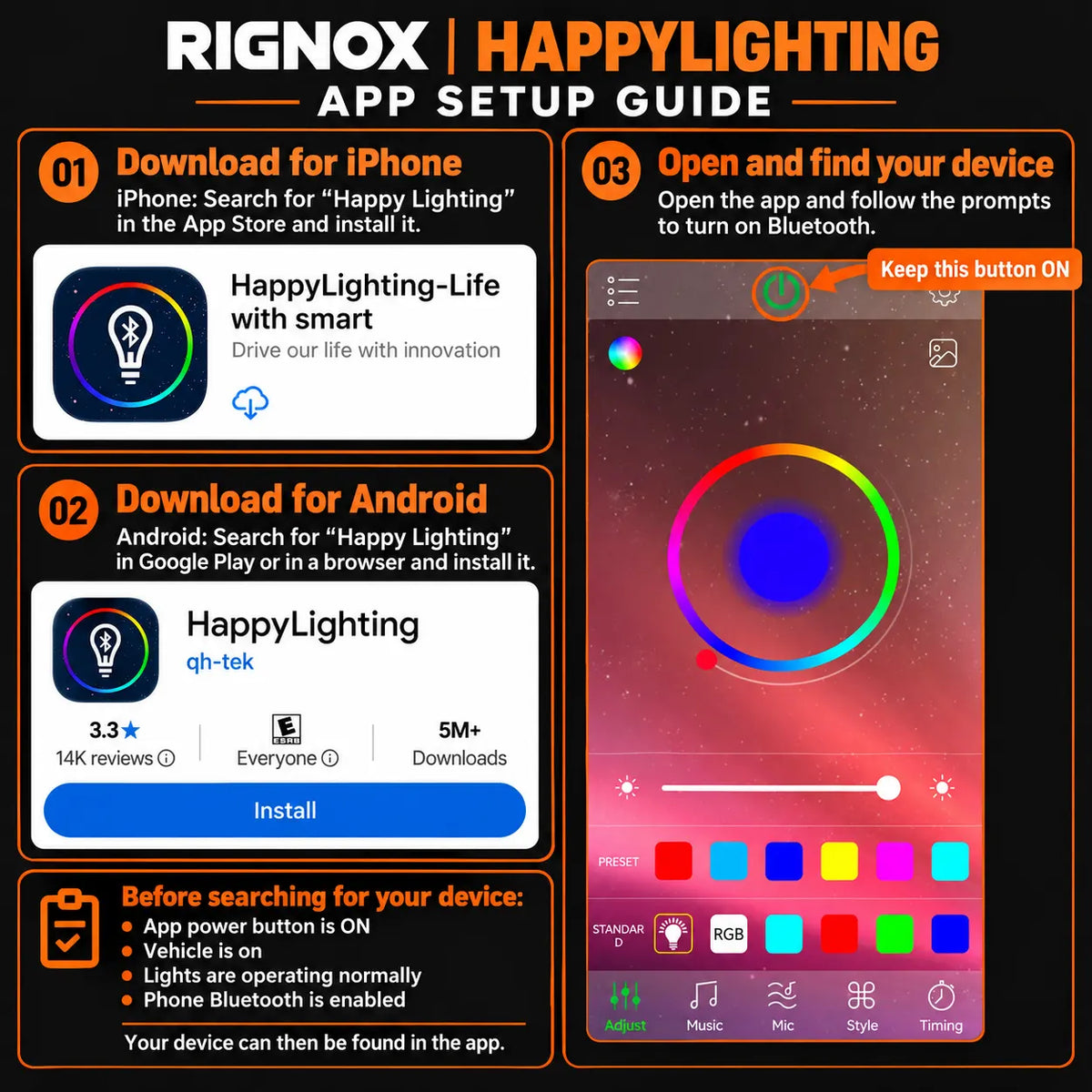Happy Lighting app setup guide