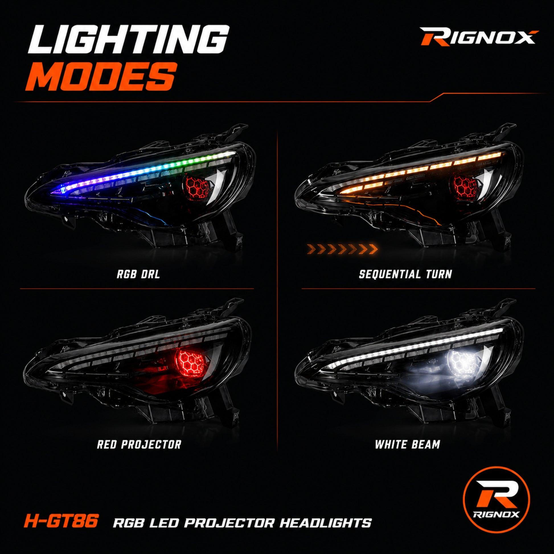 2012-2020 Toyota GT86 / Subaru BRZ / Scion FR-S LED Projector Headlights — product view 12 — H-GT86