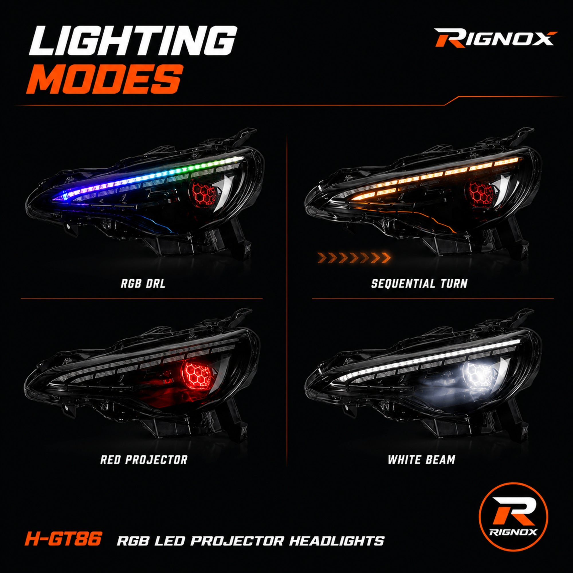 2012-2020 Toyota GT86 / Subaru BRZ / Scion FR-S LED Projector Headlights — product view 12 — H-GT86