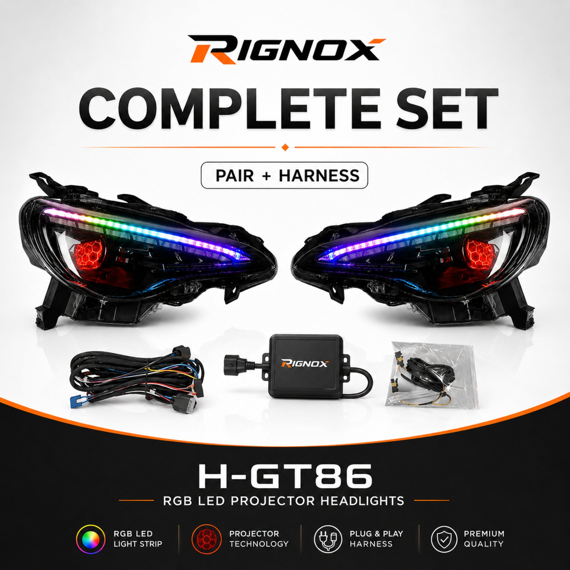 2012-2020 Toyota GT86 / Subaru BRZ / Scion FR-S LED Projector Headlights — product view 16 — H-GT86