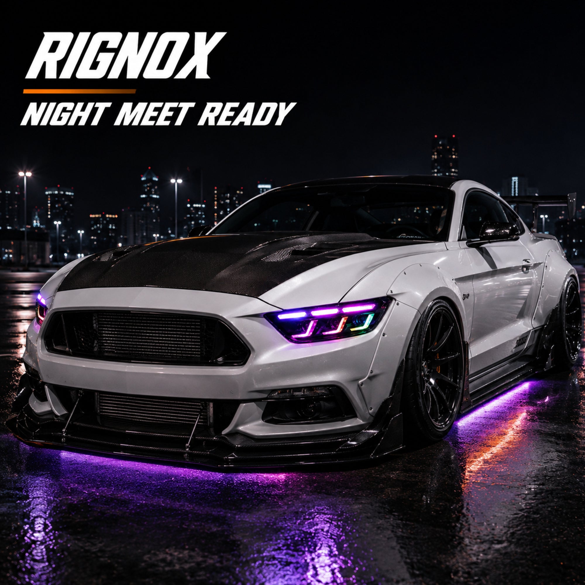 2015-2017 Ford Mustang S550 Pre-Facelift LED Triple Projector Headlights — product view 24 - H-MUS15-RGB