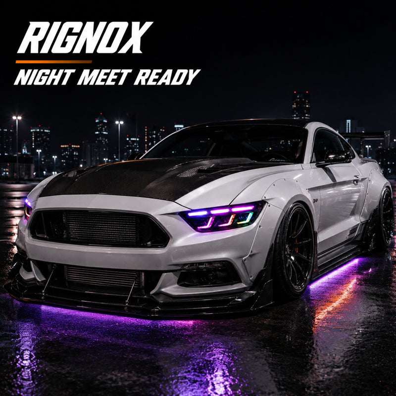 2015-2017 Ford Mustang S550 Pre-Facelift LED Triple Projector Headlights — product view 24 - H-MUS15-RGB