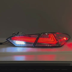 2018-2024 Toyota Camry 8th Gen Sequential LED Tail Lights Assembly — 4-Piece Set (Halo - Clear White) — video — T-CAM18-HL-CW