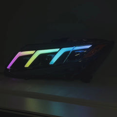2012-2015 Honda Civic 9th Gen LED Triple Projector Headlights Assembly — Pair — video — H-CIV12-3P-RGB