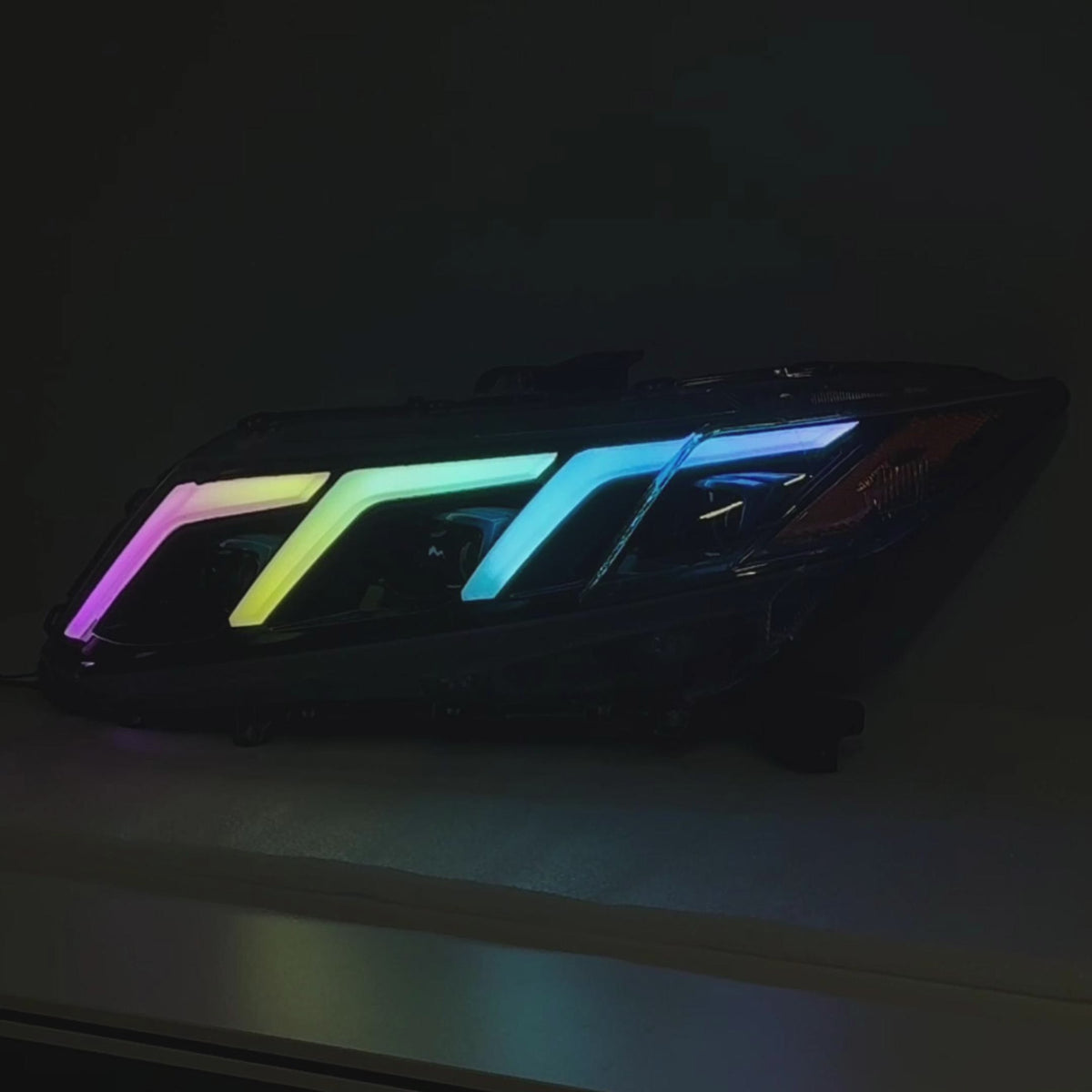 2012-2015 Honda Civic 9th Gen LED Triple Projector Headlights Assembly — Pair — video — H-CIV12-3P-RGB