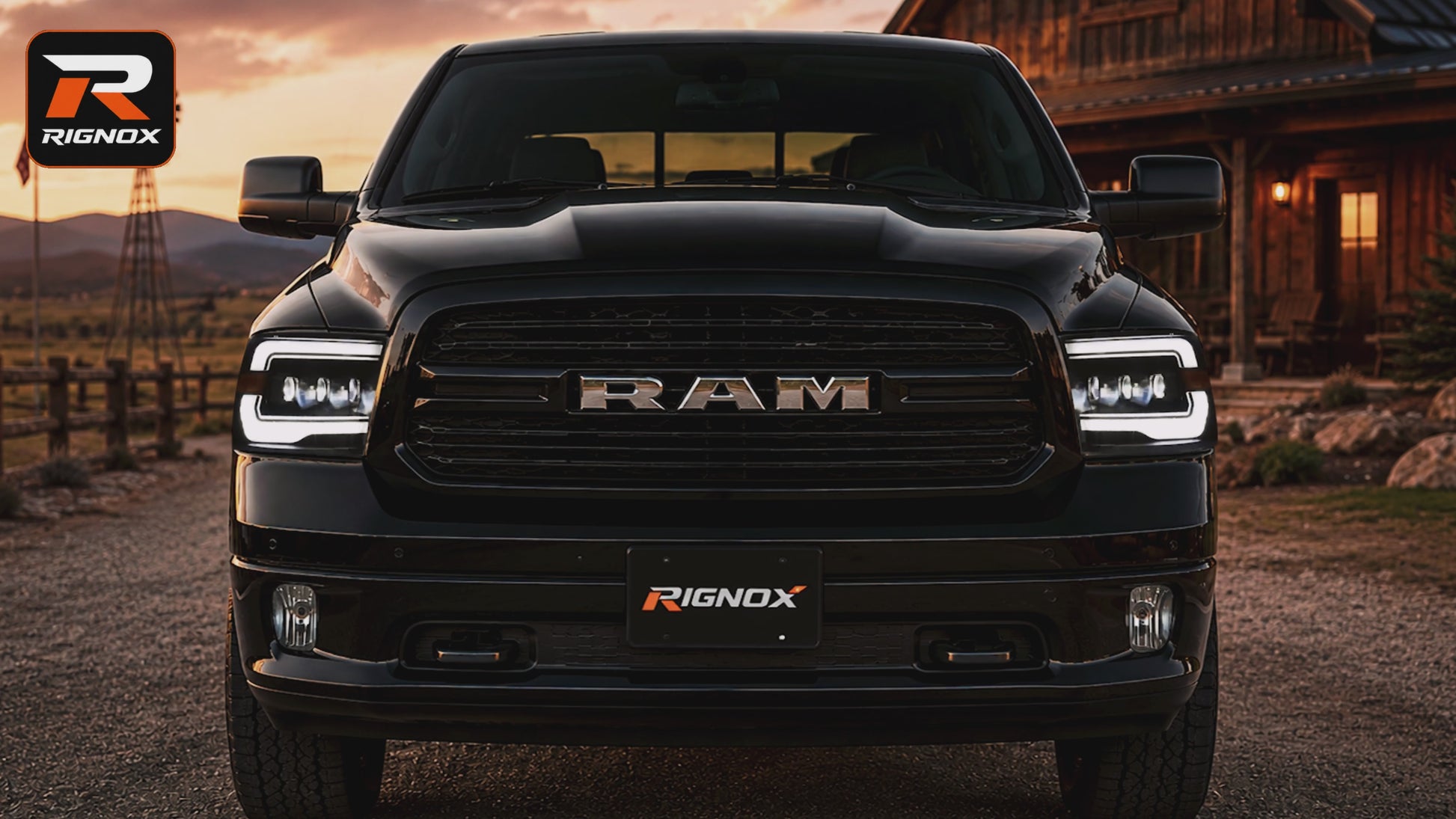 2009-2018 Dodge Ram 1500/2500/3500 LED Triple Projector Headlights Assembly | L-Shaped Dual Color DRL-17