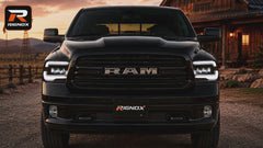 2009-2018 Dodge Ram 1500/2500/3500 LED Triple Projector Headlights Assembly | L-Shaped Dual Color DRL-17
