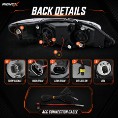 2006-2011 Honda Civic 8th Gen Sedan LED Multi Projector Headlights — product view 17 - H-CIV8-4P