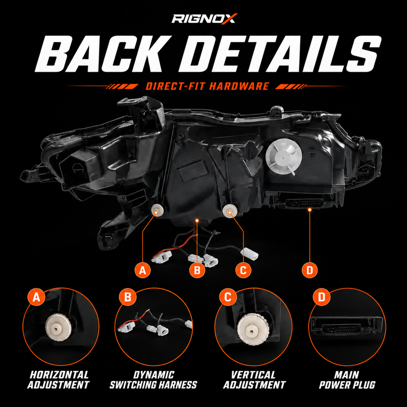 2018-2024 Toyota Camry LED Triple Projector Headlights — product view 14 - H-CAM18-CW
