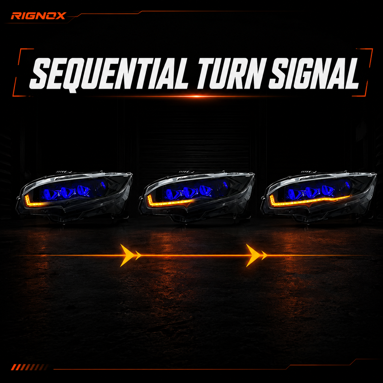 2016-2021 Honda Civic 10th Gen LED Projector Headlights — product view 35 - H-CIV10-RGB