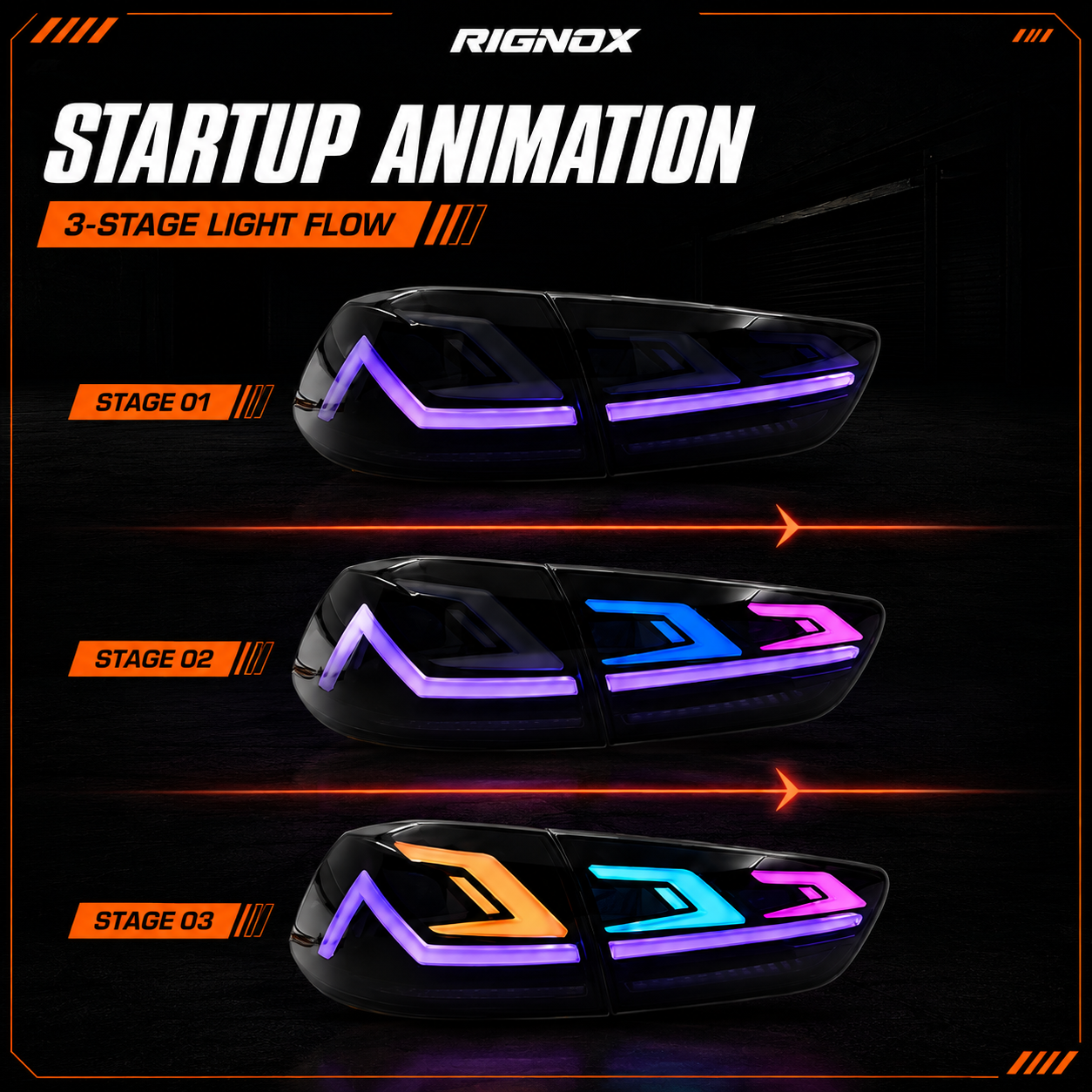 2008-2018 Mitsubishi Lancer / EVO X Sequential LED Tail Lights — product view 28 - T-EVO-SRGB