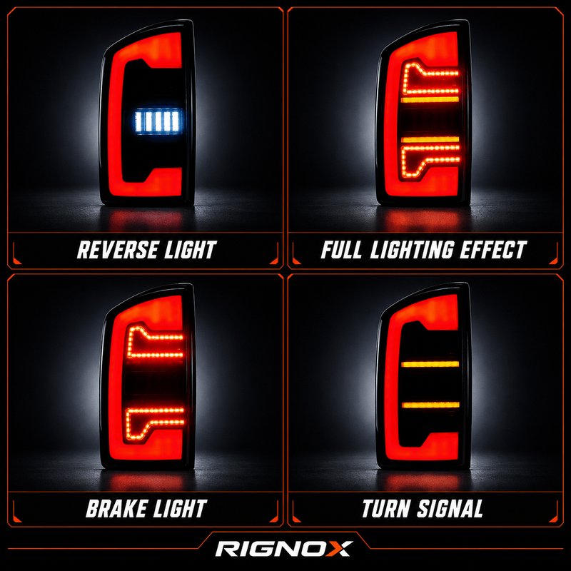 2002-2008 Dodge Ram Sequential LED Tail Lights — function grid - T-RAM02-06